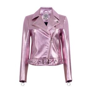 Baum Und Pferdgarten Metallic Pink Moto Jacket $298 EUC Sz 38